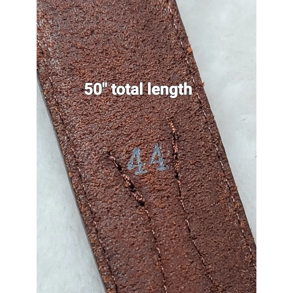 Tony Lama Western Brown Leather Braided Horsehair Cowboy Belt Silver Buckle 44